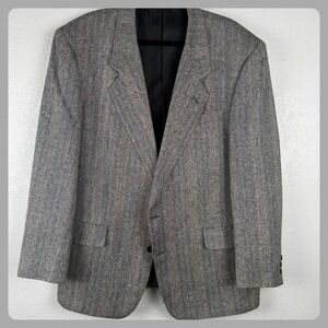 Vintage VTG Pierre Balmain Paris Silk Wool Blazer Herringbone Tweed Sport Coat